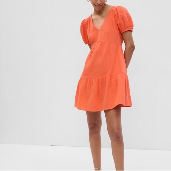 GAP Pink Gauze Mini Dress Ruffles Breezy Summer XXS - Picture 8 of 9